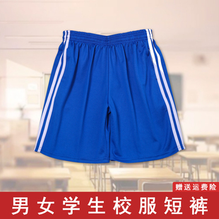 校服裤子宝蓝色两条杠夏季五分短裤运动男女初中高中学生薄款校裤