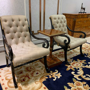 欧式实木休闲椅单人休闲沙发单人椅别墅大宅客厅装饰复兴印象沙发