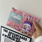 粉色少女心化妆包可爱卡通兔子，口红化妆刷收纳包便携手拿包拉链包
