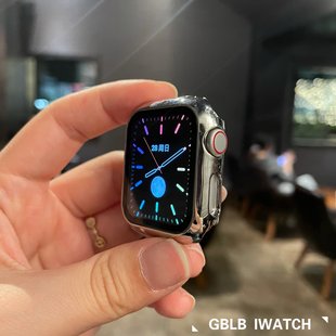 适用苹果iwatch手表7电镀钢化，膜一体保护壳，applewatch8se54321