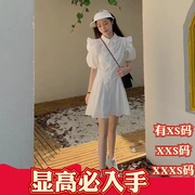 加小码女装150cm矮个子显高夏装XXXS闺蜜装泡泡袖衬衫连体裤