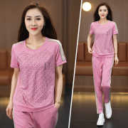 网红休闲运动套装女2024夏季新款洋气减龄短袖卫衣运动服两件套潮