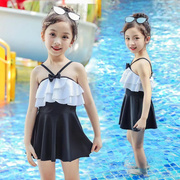 儿童泳衣女小学生少女女童童连体泳衣裙式平角保守泳装