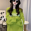 美式街头风2022冬季韩版高级感绿色卫衣女加绒加厚宽松上衣潮