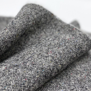 布艺岛 深灰色进口彩色点点桑蚕丝真丝羊毛面料 秋冬西装套装布料