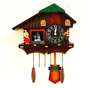 布谷鸟壁挂钟玩偶田园客厅挂钟咕咕钟创意卡通儿童房小鸟报时钟表
