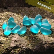 蓝色小石子腰果，石石水族箱彩色鱼缸造景石底砂海布景彩石玻璃