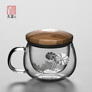 耐热玻璃杯家用花茶杯透明带盖茶杯办公室过滤水杯，茶水分离泡茶杯