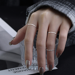 925纯银戒指女极简百搭小众，设计韩版细圈关节戒闭口食指尾戒指环