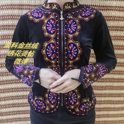 新疆维吾尔族服装金丝绒绣花上衣广场舞舞蹈服舞台演出服长袖