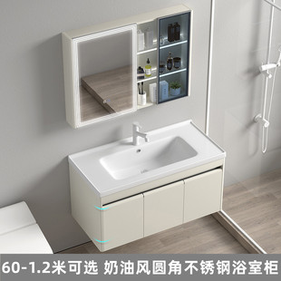 304不锈钢浴室柜组合卫生间洗脸盆，一体陶瓷洗漱洗手池，11.11.2米