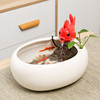 创意陶瓷流水循环鱼缸摆件喷泉，流水生财办公室，桌面加湿器猫咪饮水
