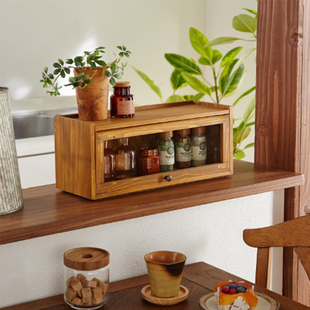 日式小餐柜实木迷你玻璃门碗柜餐桌厨房储物柜桌面餐边储物收纳柜