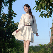 白色甜美连衣裙女小个子短裙度假云南旅游拍照穿搭沙滩海边长袖
