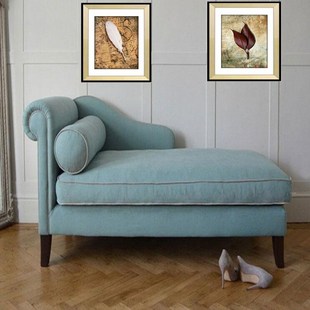 美式乡村贵妃椅布艺欧式新古典躺椅地中海小户型客厅卧室沙发