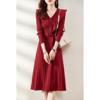 solenelara优雅高级感针织，裙子今年流行名媛，气质打底长裙红色连衣