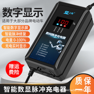 数码显示脉冲电动车，电瓶充电器36v48v12ah60v20a32a72v45断电关机