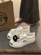 可爱卡通低帮帆布鞋女2023夏季小众原创奶fufu小白鞋休闲板鞋