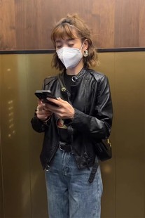 小皮衣外套女短款春秋，韩版修身显瘦百搭立领机车服pu皮夹克潮