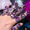 尼泊尔手工小众设计高级感夸张复古天然紫水晶镶嵌s925纯银戒指女