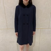 YUN韫2023秋季女装双排扣提花夹棉中长款女外套 休闲棉衣2968