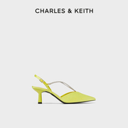 charles&keith春夏女鞋，ck1-60280331女士半宝石，链条尖头高跟凉鞋