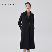 LANCY/朗姿冬季羊毛羊绒中长款毛呢大衣一粒扣气质修身外套女