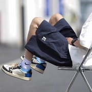 藏青色短裤男夏季日系复古薄款速干直筒，宽松5分休闲运动裤子