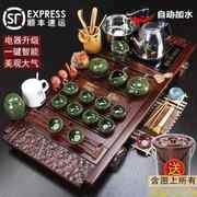 鸿冠 整套紫砂陶瓷功夫茶具套装木制茶盘四合一自动电磁炉茶台茶