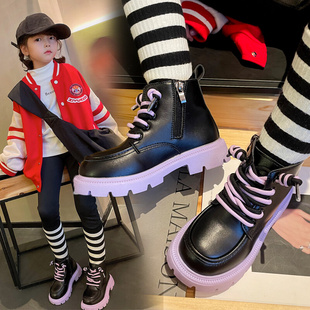 女童马丁靴2022秋季单鞋春秋款儿童短靴女款中筒靴男童靴子潮