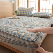 5a抗菌双层纱床笠单件，夏季棉麻夹棉床罩防尘罩防滑床单床垫保护套
