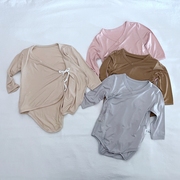 莫代尔婴儿三角哈衣新生儿和尚服宝宝，连体睡衣夏季长袖薄款包屁衣