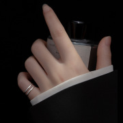 s925纯银戒指女双层光面，线条尾戒个性简约时尚小清新指环小众设计