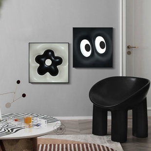 现代简约创意卧室桌面，摆画黑白风壁画，眼睛装饰画客厅单幅方形挂画