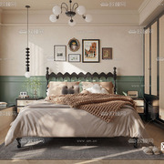 美式实木床主卧婚床简约现代别墅大平层卧室，双人床法式家具定制