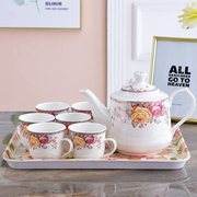 茶壶杯子套装陶瓷客厅水杯，托盘水具欧式耐热茶壶，茶杯冷凉水壶套装