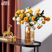 欧式奢华鎏金玻璃花瓶摆件创意现代客厅插花电视柜餐桌家居装饰品