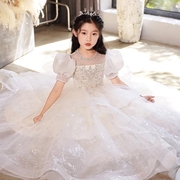 花童婚礼小女孩礼服长袖，女童生日公主，裙儿童主持人钢琴演奏演出服