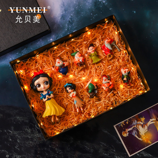 迪士尼白雪公主七个小矮人盲盒摆件模型手办女孩玩具蛋糕装饰礼物