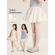 Amybaby女童袜子夏季2025新款可爱蝴蝶结蕾丝花边中筒袜