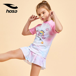 HOSA浩沙儿童泳衣分体平角短袖裙式公主女童卡通圆领122121201