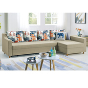 转角沙发床多功能小户型，组合可拆洗储物棉麻，布艺实木抽拉客厅