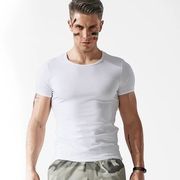 白色打底衫男秋冬短袖t恤运动修身紧身弹力贴身体桖内搭半袖