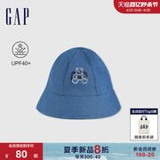Gap男幼童2024春夏布莱纳熊logo抽绳渔夫帽儿童遮阳帽404342