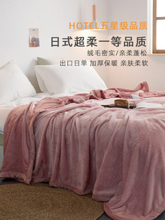 出口日本素色云貂绒毛毯加厚保暖双面绒毯床单加大2米3沙发盖毯子