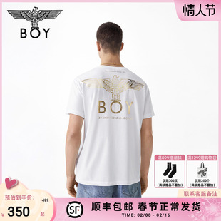 boylondon潮牌短袖男女同款夏季老鹰，logo时尚烫金重磅t恤n01913