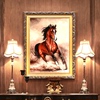纯手绘油画美式欧式竖版有框现代客厅，玄关餐厅办公室装饰画骏马画