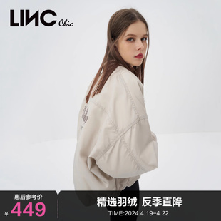 lincchic金羽杰羽绒服女复古轻薄短款羽绒服飞行员夹克y22801072y