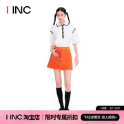 GANNI设计师品牌IINC 23SS排扣半身裙橘色A字迷你短裙女