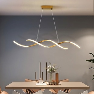 现代简约异形麻花不锈钢，led线条吊灯餐厅，会所设计师创意个性灯饰